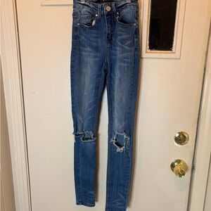Indigo Rein Women's Distressed Skinny Jeans - Blue size 1